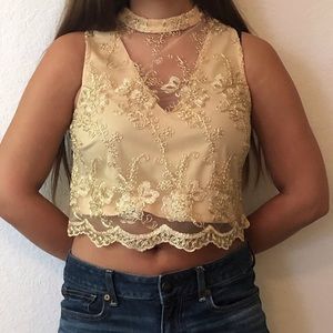 Dressy Gold Crop Top - Small